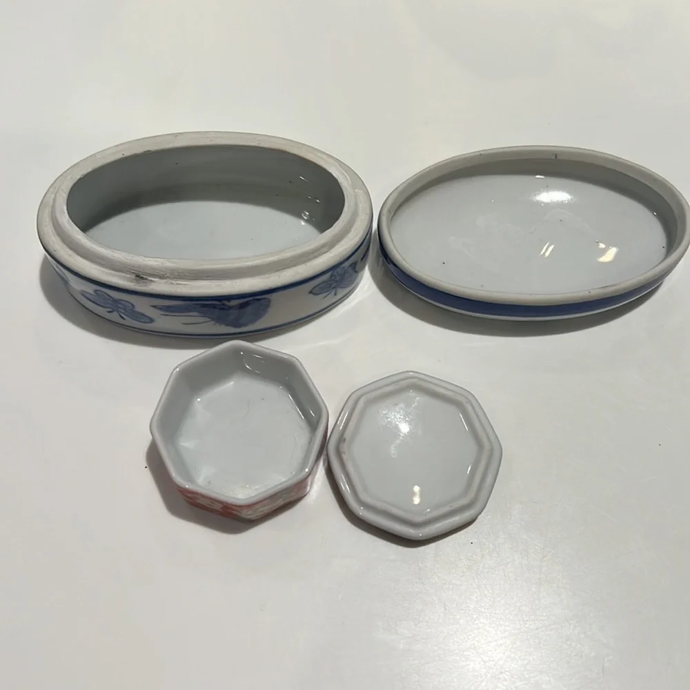 TWO porcelains trinket containers